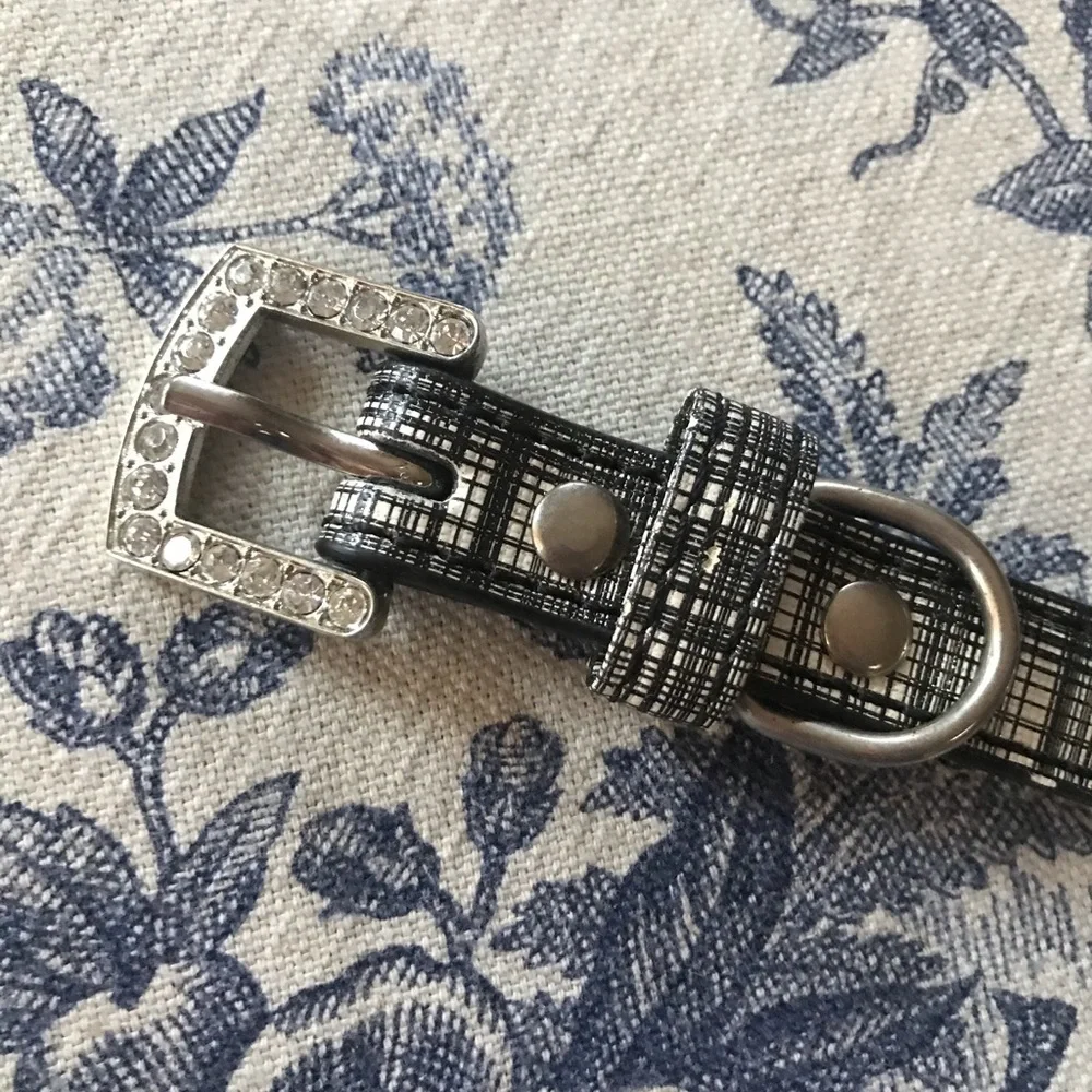 Dog Collar Black & White Pattern w/ Rhinestones and Sparkle Bones NWOT